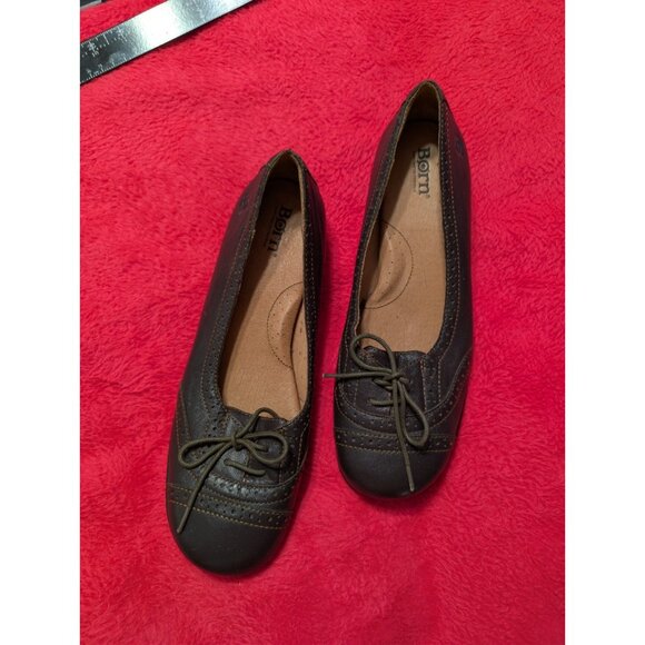 Born Flats 9.5 Womens Brown Leather Lace Up Oxford Brogue Comfort Shoes W61702 - Picture 2 of 7